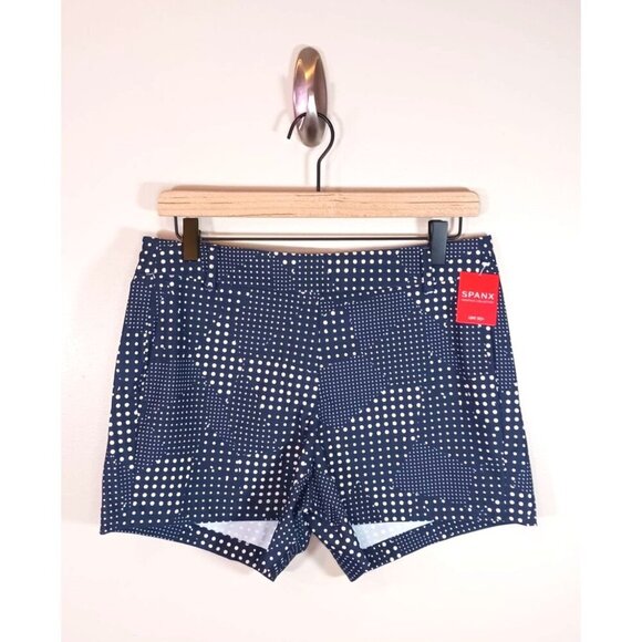 Spanx Sunshine Shorts 4 Inch Dot Patch Midnight Navy White Stretch Size M NWT - Picture 1 of 4